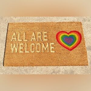 New “All Are Welcome” Rainbow Heart 28.5” x 18” Door Mat